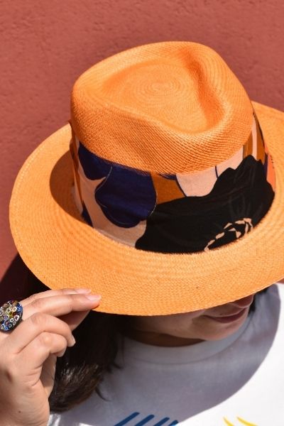 chapeau panama femme orange
