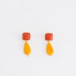 boucles d'oreilles en ivoire végétal orange et jaune