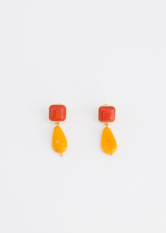 boucles d'oreilles en ivoire végétal orange et jaune