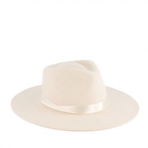 chapeau blanc en laine ruban satin