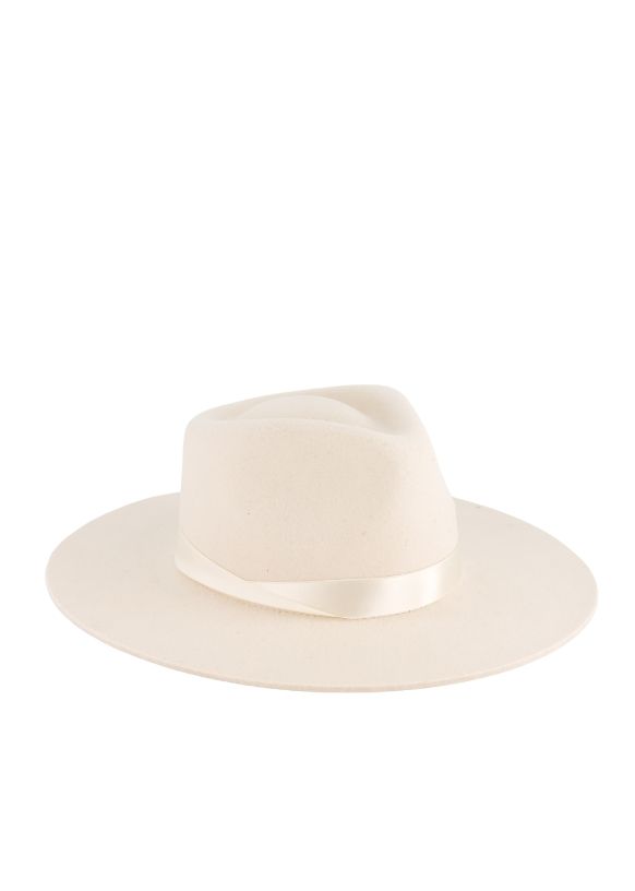 chapeau blanc en laine ruban satin