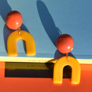 boucles d'oreilles bicolor palma jaunes et orange